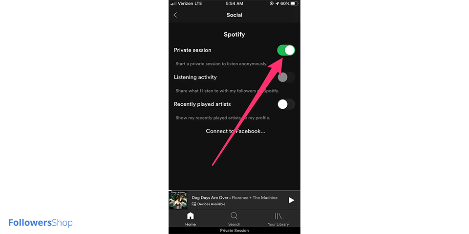 Turn on Private Session Mode