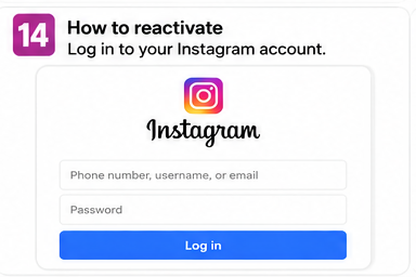 Instagram login screen with fields for username or email and password