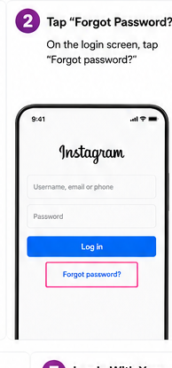 Instagram login screen with the Forgot password? link highlighted