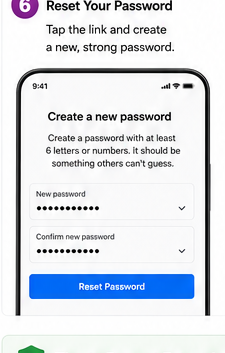 Instagram create a new password screen with new password and confirm password fields