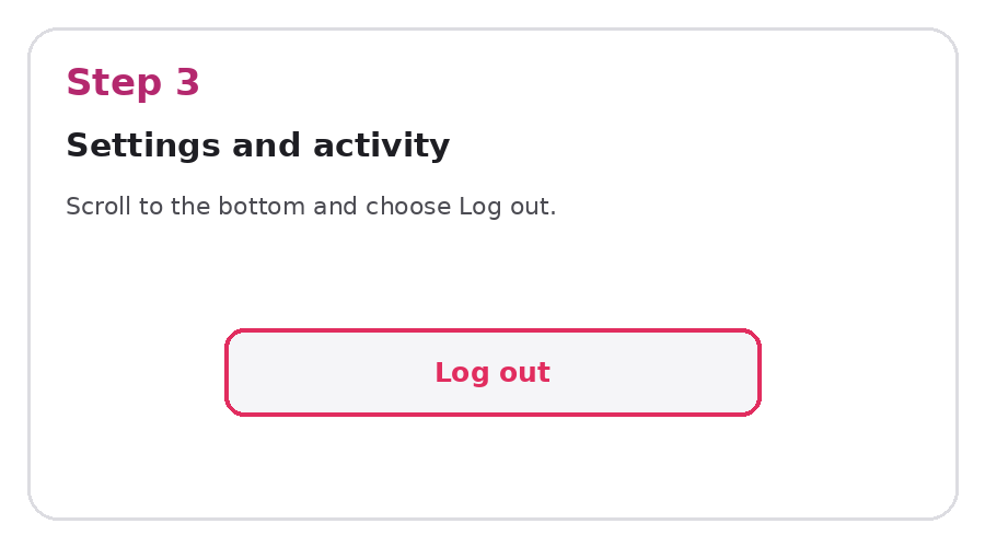 Instagram settings and activity menu with a Log out button