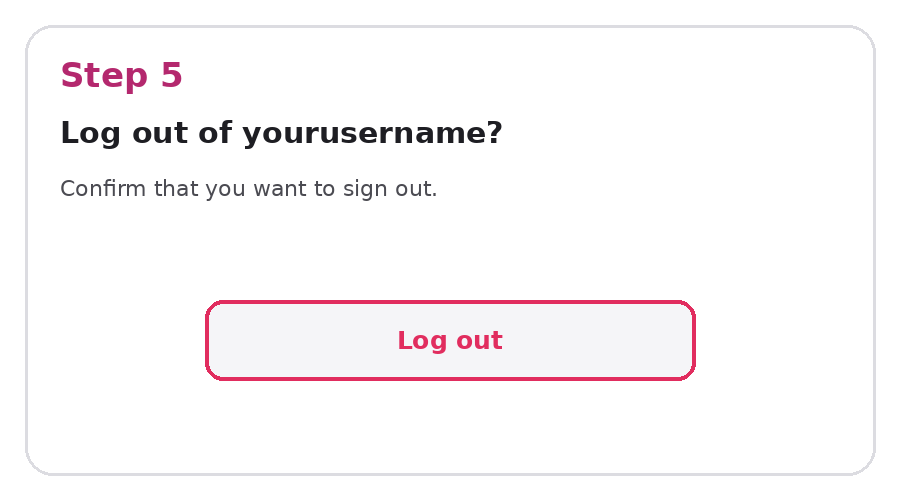 Instagram confirmation prompt to log out of the account, with a Log out button